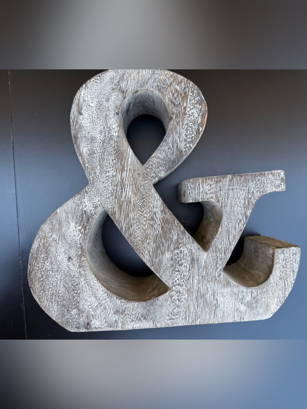 Hobby Lobby Distressed Whitewashed Wooden Ampersand Accent